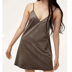 Wilfred Free Vivienne Faux Suede Shift Dress in Brown